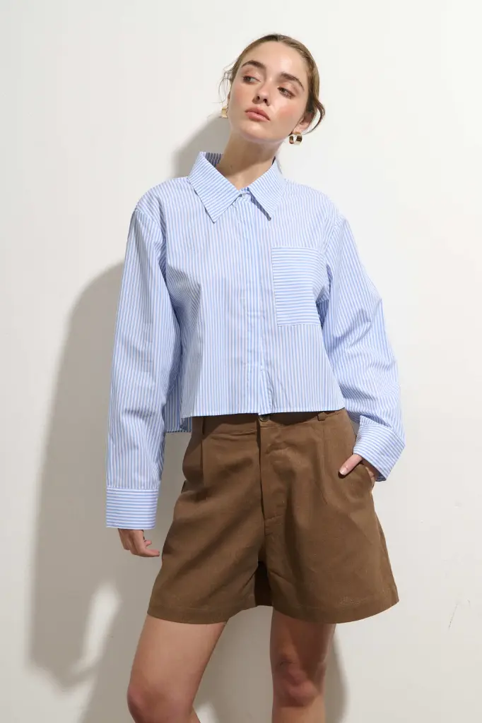 Camisa Tina (Rayas celeste)