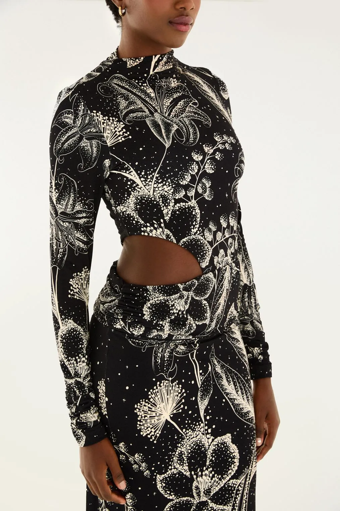 Vestido Cropped Estampado Ceu De Flor