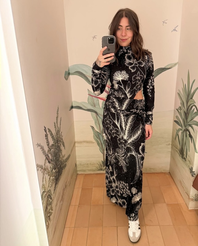 Vestido Cropped Estampado Ceu De Flor