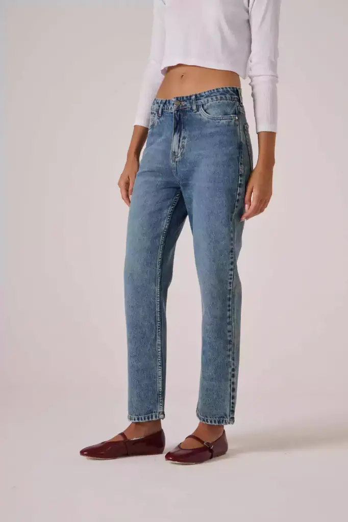 Jeans Recto Tiro Alto Blue