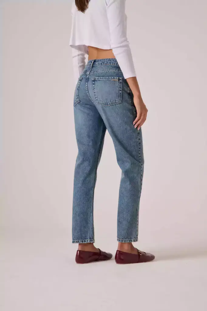 Jeans Recto Tiro Alto Blue