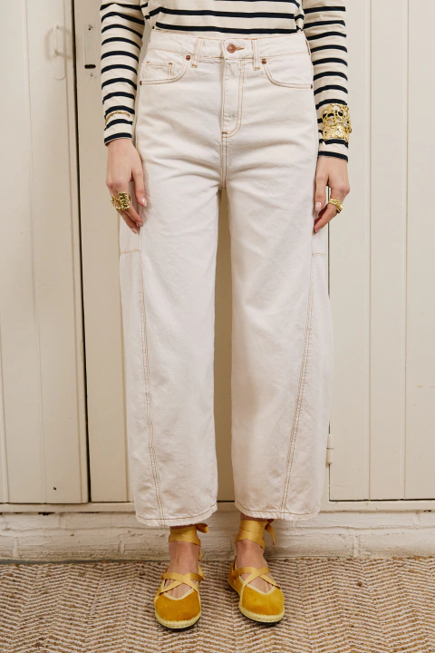 Jeans Barrel Zuri White