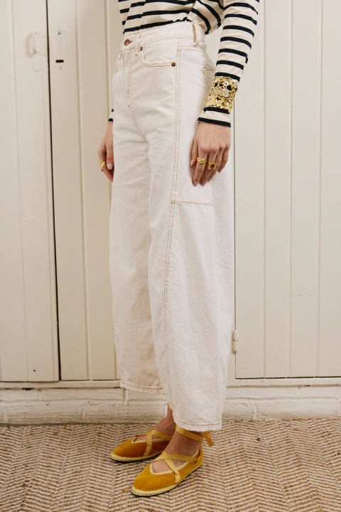 Jeans Barrel Zuri White