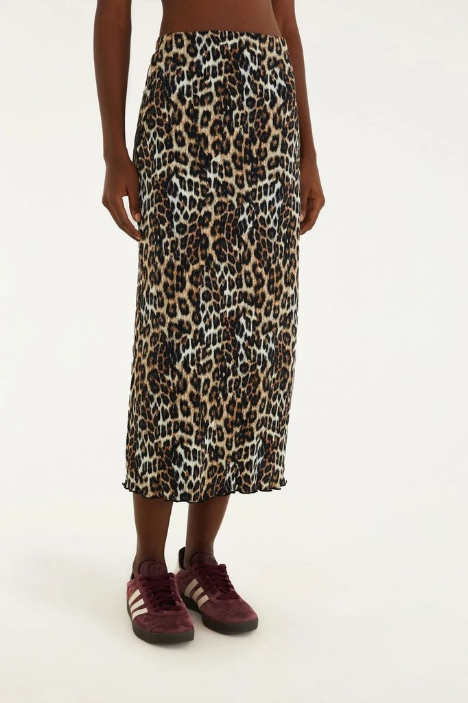 Sai Reta Plissada Estampa Bela Onca