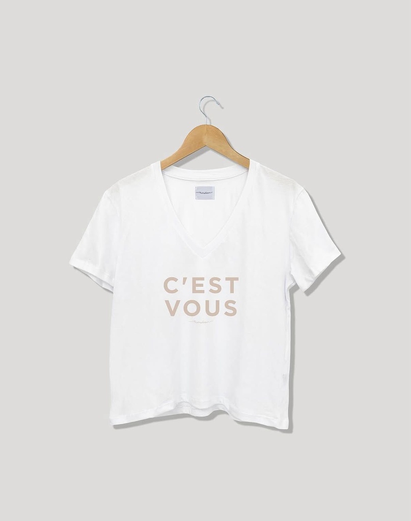 Remera C'est Vous- Cuello V - (Blanco) 
