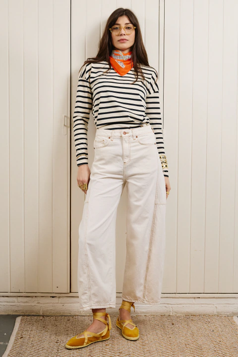 Jeans Barrel Zuri White