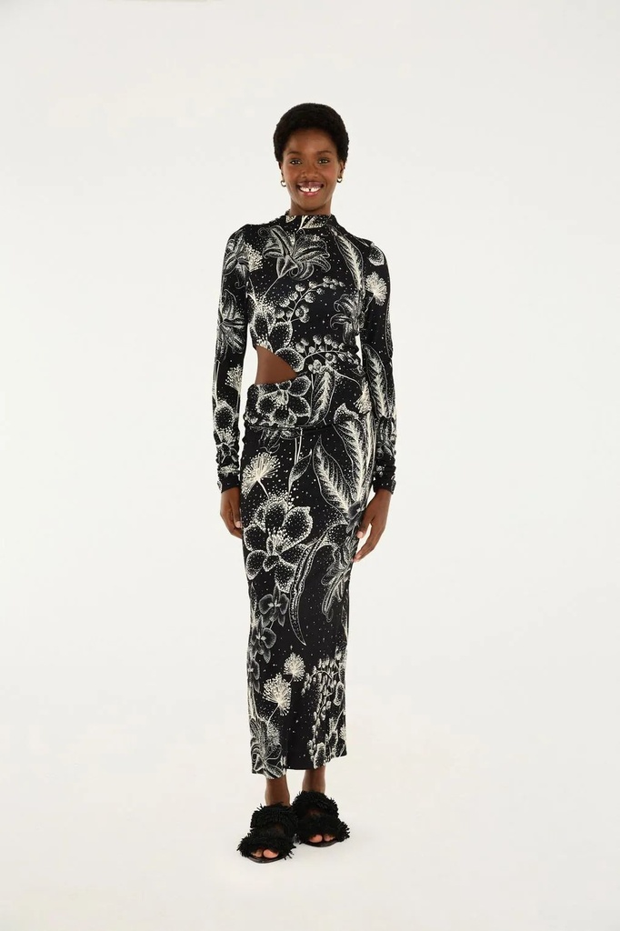 Vestido Cropped Estampado Ceu De Flor