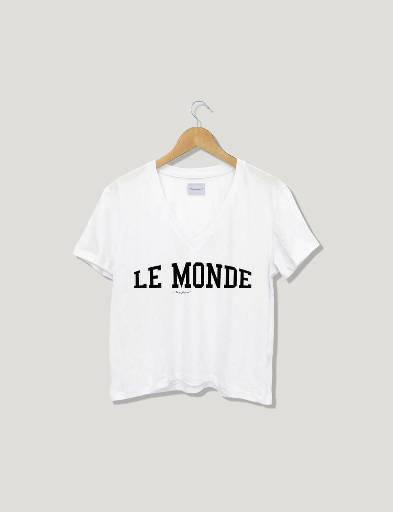 Remera Le Monde - Cuello V - (Blanco)